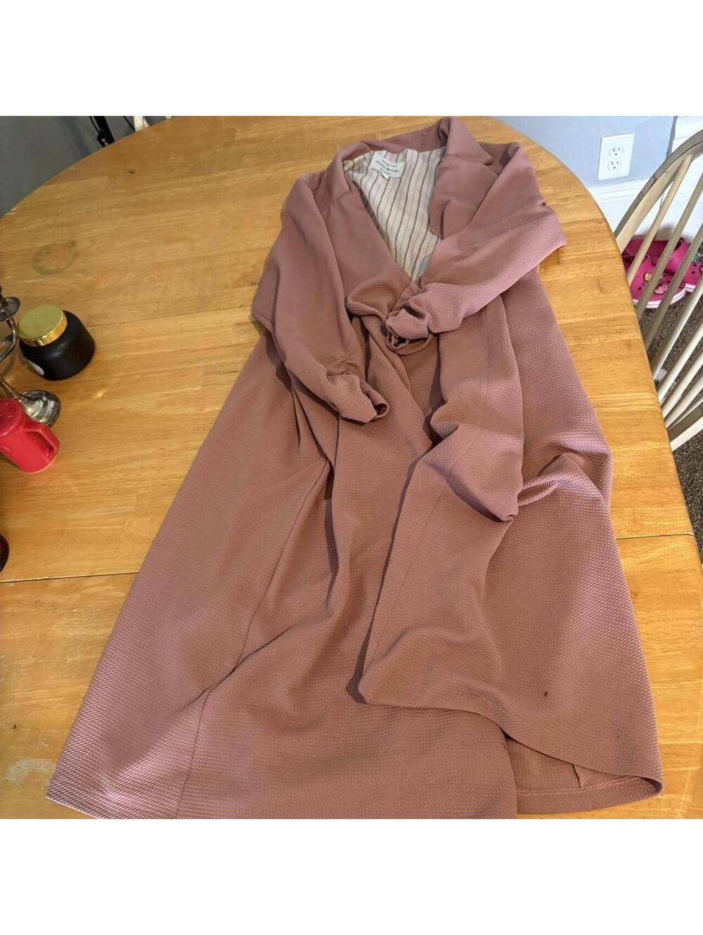 Haute Monde Women's Plus Size 2X Mauve Textured Open Front Coat